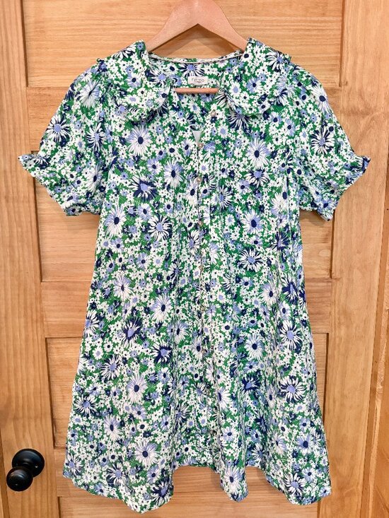 Pilcro Dresses & Skirts - Pilcro Anthropologie Keira Green Floral Cottagecore Ruffled Cotton Mini Dress M